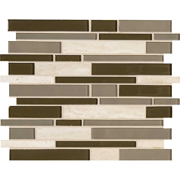 Kings Gate Interlocking 12 In. X 12 In. Glass Stone Mesh-Mounted Mosaic Tile, 15PK